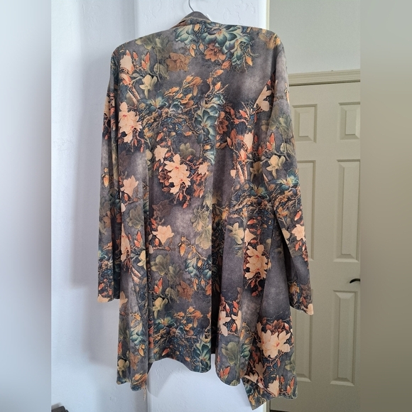 Anthropologie Solitaire Faux Suede Floral Open Front Jacket Women's Size Large - Picture 2 of 9